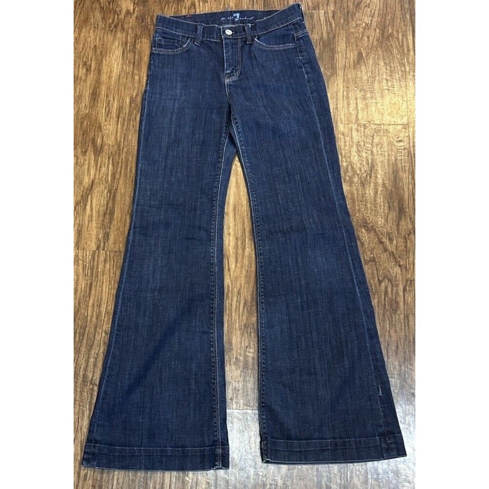 7 For All Mankind Ginger Jeans Womens 24 (26x 30.5) Dark Wash  Wide Leg Flare